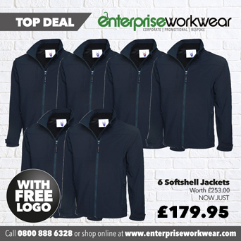 6 x Softshell Jackets with FREE PRINTED LOGO TO LEFT BREAST