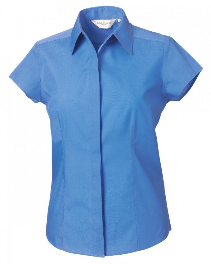 Russell Collection Ladies Cap Sleeve Fitted Poplin Shirt