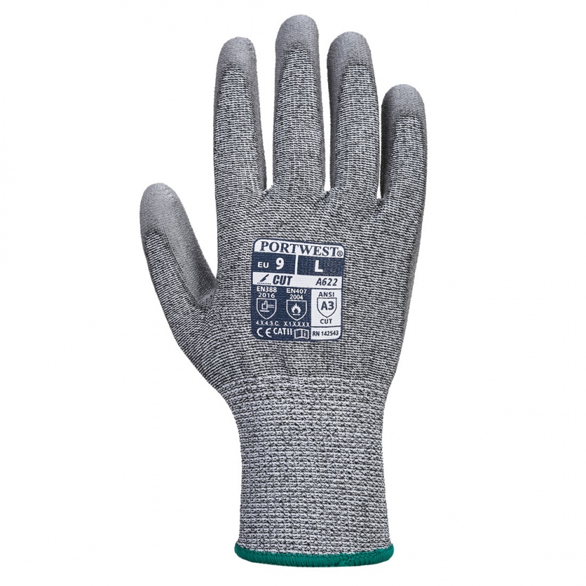 A622 - MR Cut PU Palm Glove Grey