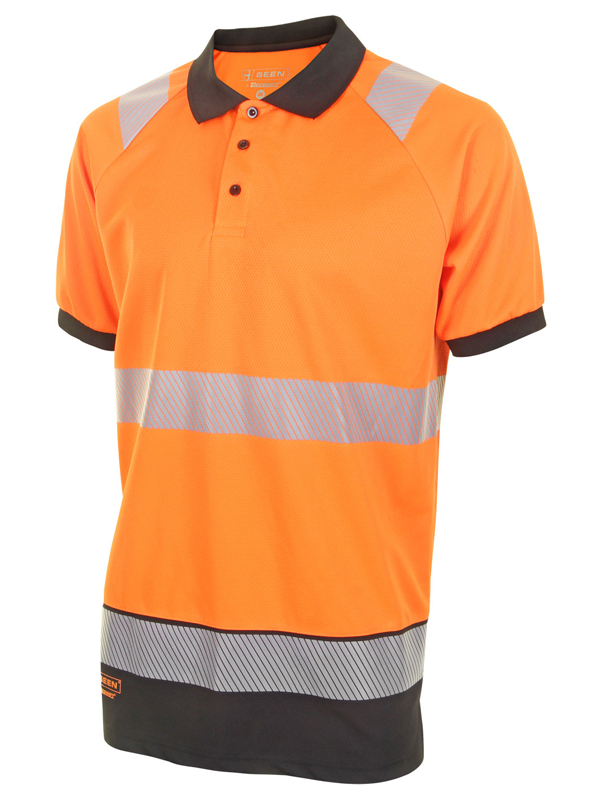 HIVIS Two Tone Polo Shirt ORANGE / BLACK
