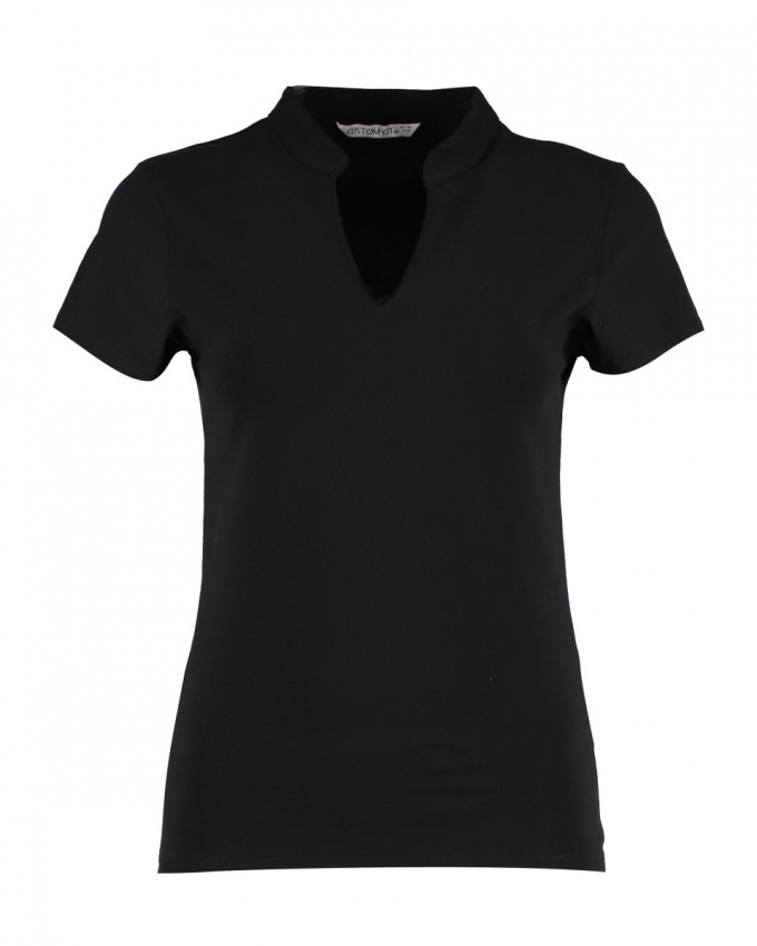 770 Ladies' Corporate Short Sleeve V-Neck Mandarin Collar Top