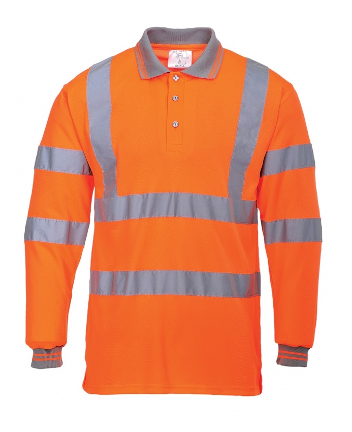 Long Sleeve Hi Vis Polo Shirt Orange