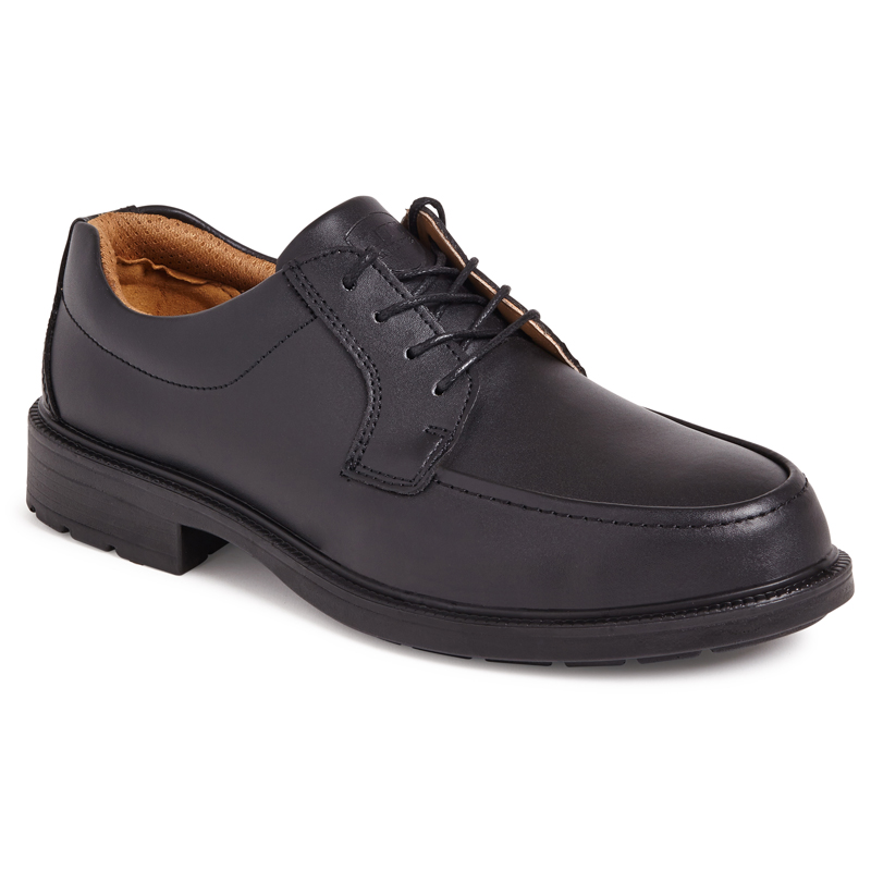 City Knights SS502CM Black Plain Front Tie Safety Shoe.