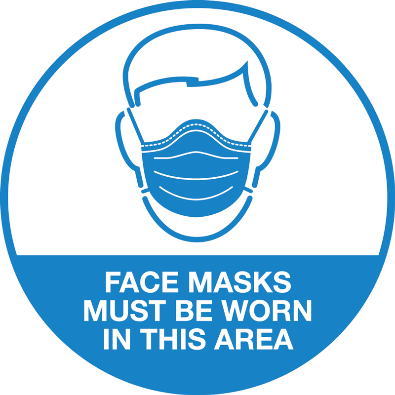 Face Mask Sticker - 100mm Round - 5 Pack