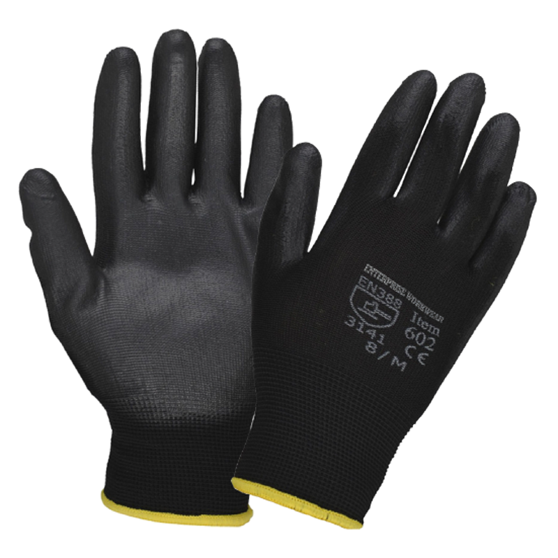 480 Pairs of black PU coated grip gloves