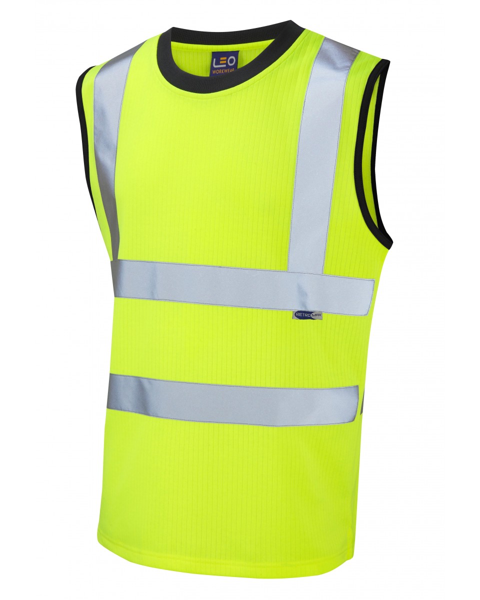 LEO ASHFORD ISO 20471 Class 2 Comfort Sleeveless T-Shirt Yellow