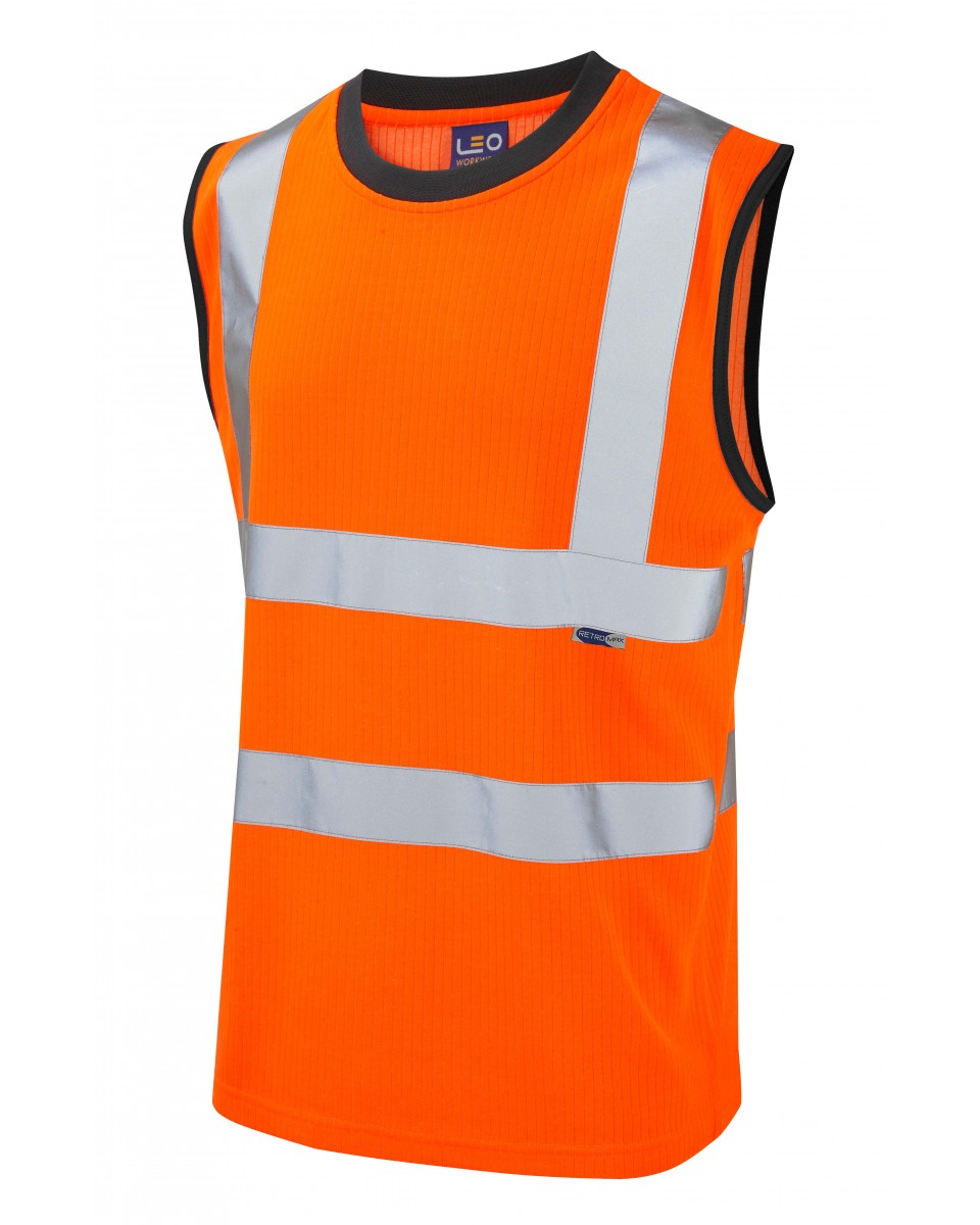 LEO ASHFORD ISO 20471 Class 2 Comfort Sleeveless T-Shirt Orange